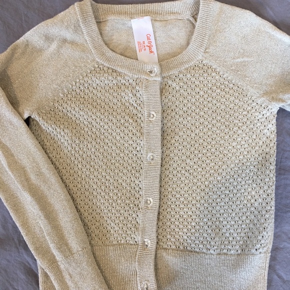 Cat & Jack Other - Fancy gold & cream cardigan w crystal cut buttons